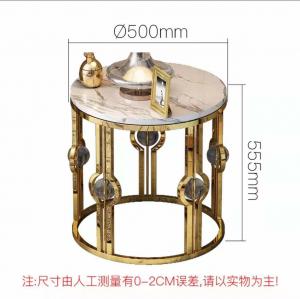 China Gold Plated Stainless Steel Marble Side Table Light Luxury Metal Crystal Ball Round Corner Table on sale