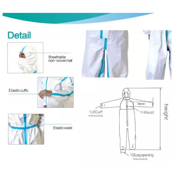 Isolation Hooded Lightweight Disposable Coveralls Body Suit High Air Permeability