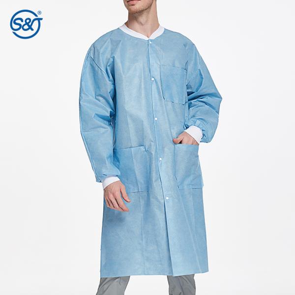 Visitor Isolation Ppe Aami Level2 Protective Hospital Gowns Disposable Gown with Elastic Cuff