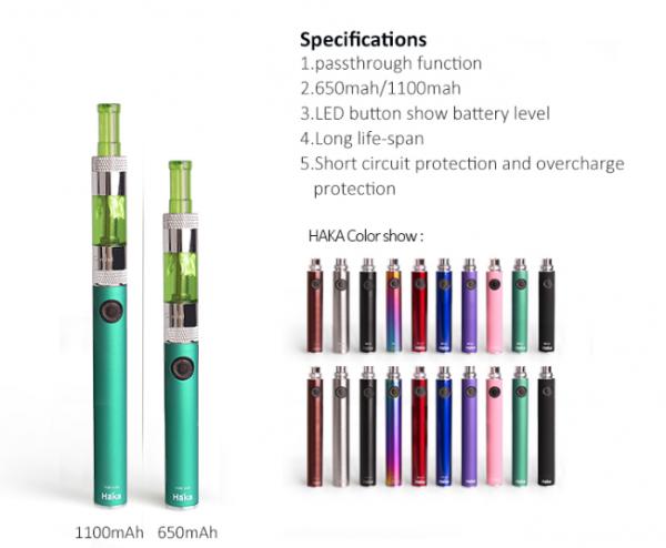 electronic cigarette ecig manufacturer haka usb passthrough haka, haka 650mah& 1100 mah wholesale