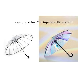 Beautiful Gradient Color Changing See Through Umbrella Shiny Rainbow Flashing