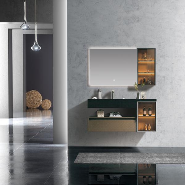 Environmental Friendly Modern Style Single Vanity Sink Solid Wood Bathroom Cabinet Mirror Bathroom Vanity