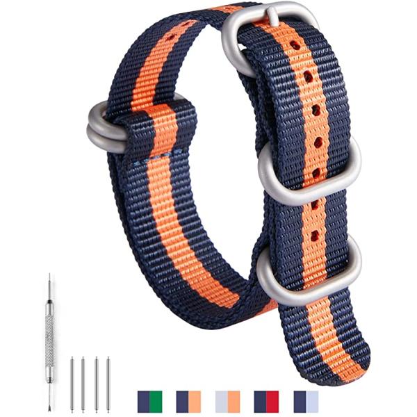 Waterproof Black 24mm Watch Band Strap ODM 22mm Watch Strap Nylon SS Buckle