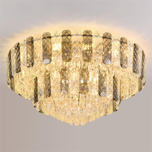 400cm*400cm*280cm Voltage 85V-265V Gold Iron Crystal LED Ceiling Light for Luxurious Space