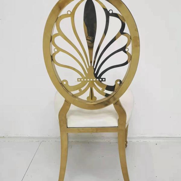 Elegant Luxury Gold Stainless Steel Wedding Chair OEM W50xD65xH92cm