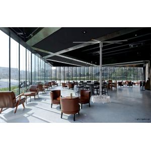 China 12ft To 24ft Outdoor Pole Mounted Fans Standing Patio Fan With SEW Motor on sale