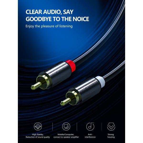 3.3ft RCA To RCA Audio And Video Cable Gold Plated For Home Theater OCC