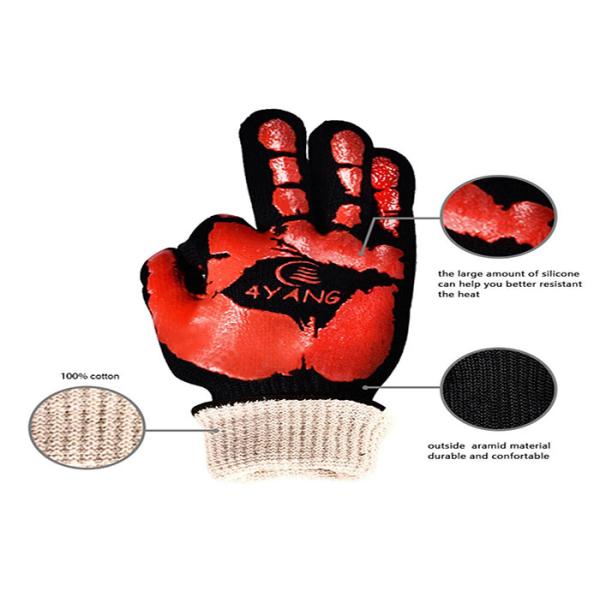 BBQ Grilling Heat Resistant Work Gloves Breathable Customized Silicone Printing