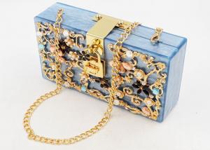 Cheap Delicate Girls Acrylic Clutch Bag With Twinkling Diamond Crystal And Golden Lock wholesale