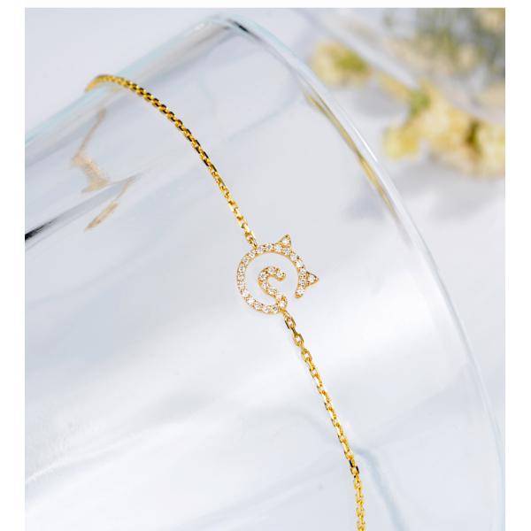 Kitten Nameplate 0.11ct 18K Gold Diamond Bracelets Unique Engagement Gold Bullion