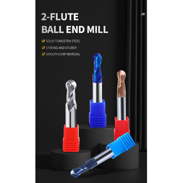 Manufacturer High Quality HRC55 65 2 Flute Solid Carbide Spiral Ball Nose Metal End Milling Cutter for Carving Metal OEM