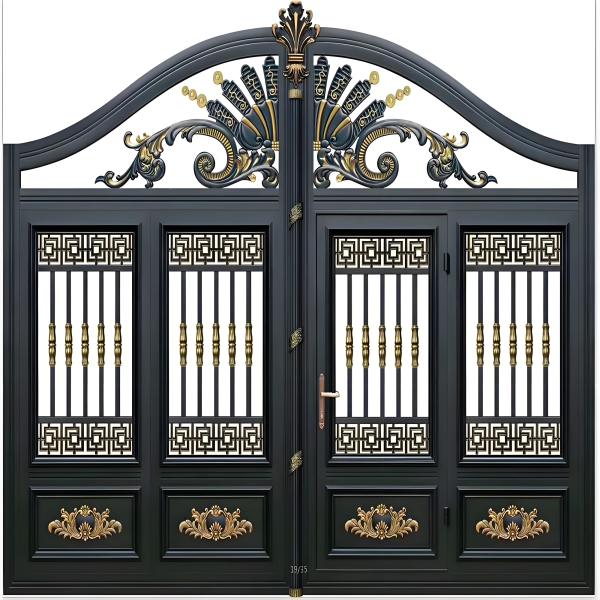 Black Powder Coating Iron Tubular Metal Fence Spearhead Design