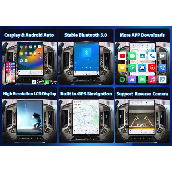 VIKNAV 15.6'' Car Radio For Chevrolet Silverado / GMC SIERRA 2014-2018 （Sliver）