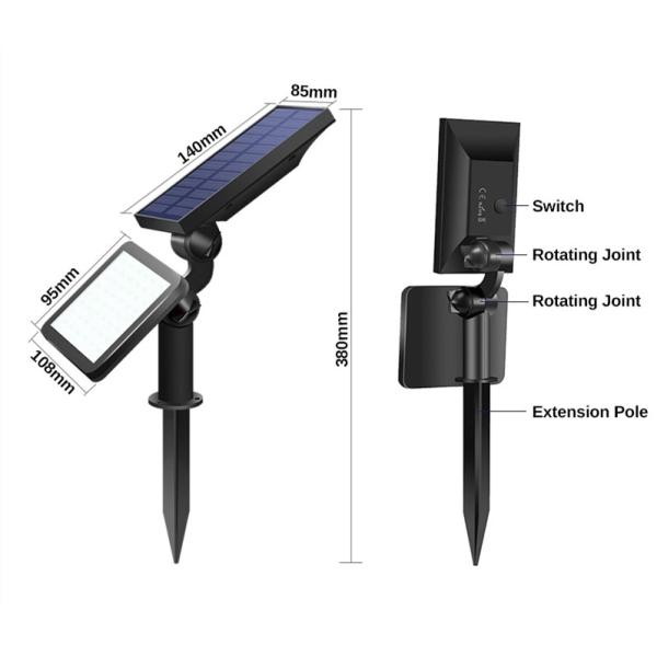 48pcs SMD2835 Solar LED Garden Lights Wireless With Motion Sensor 6000K