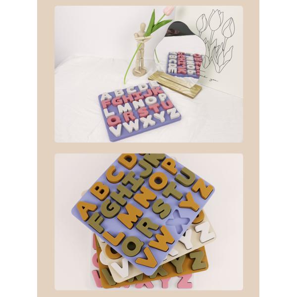 Food Grade Kids Silicone Puzzle With Letters Alphabet Shape