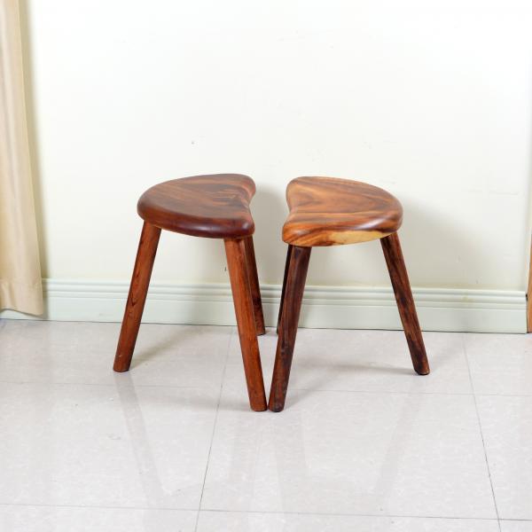 Quality Vintage European Style High Quality Crescent Walnut Wood Stool With Lacquer for sale