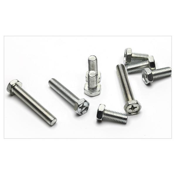 White Galvanized Hex Head Screws M4 , Right Hand Thread Phillips Head Bolt DIN931