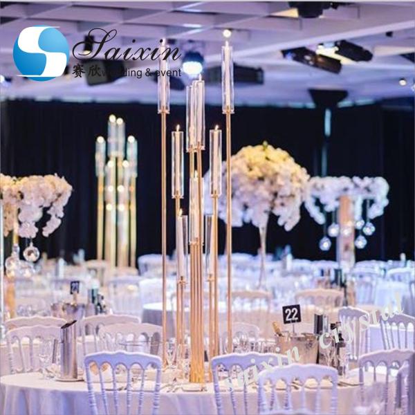 Wholesale long stem black crystal candelabra for wedding centerpiece