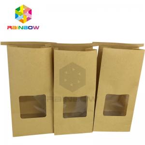 Cheap Clear Window Front Square Bottom Bleached Customized Paper Bags For Tea wholesale
