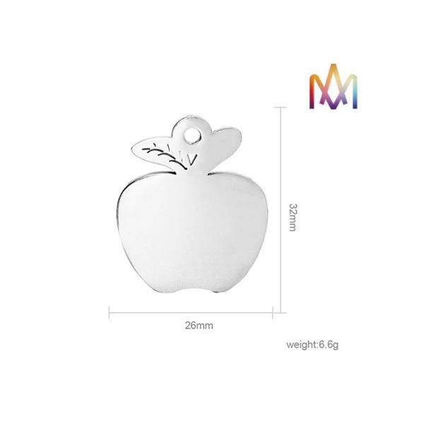 26x32MM DIY Apple Shaped Stainless Steel Pendant
