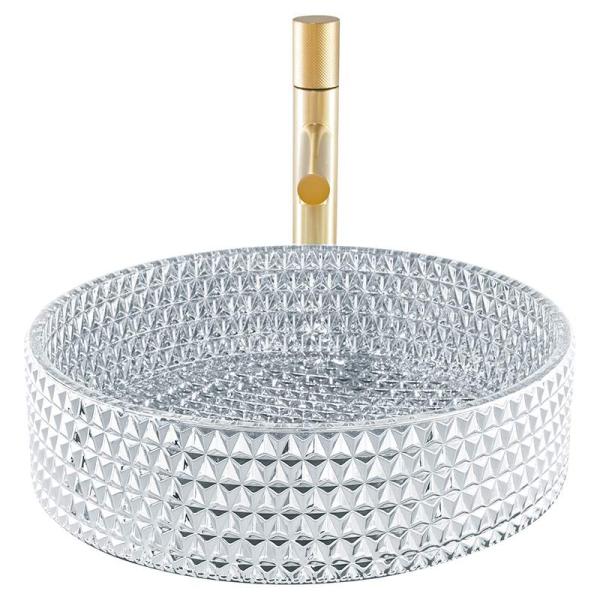 Modern Glass Wash Basin Silver Color Artistic Countertop Sinks