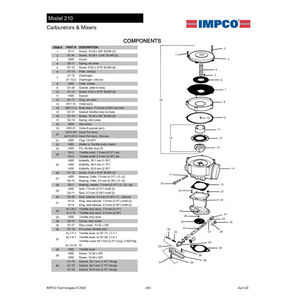 345CFM IMPCO 210 4 Century Propane Carburetor