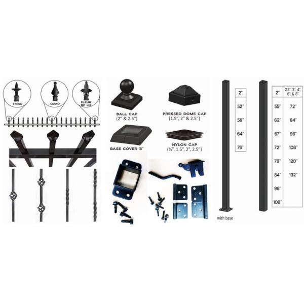 Powder Coated Black Wrought Iron Ornamental Fence Easy Installation