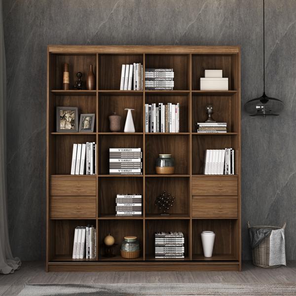 120cm To 240cm High Wooden Office Bookshelf Melamine Wood Furniture For Home Hotel