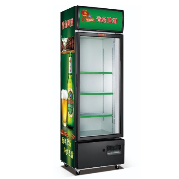 Supermarket Single Glass Door Upright Drinks Display Fridge 4 layers Shelves