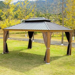 Polycarbonate Double-Roof Canopy Outdoor Hardtop Gazebo Garden Leisure