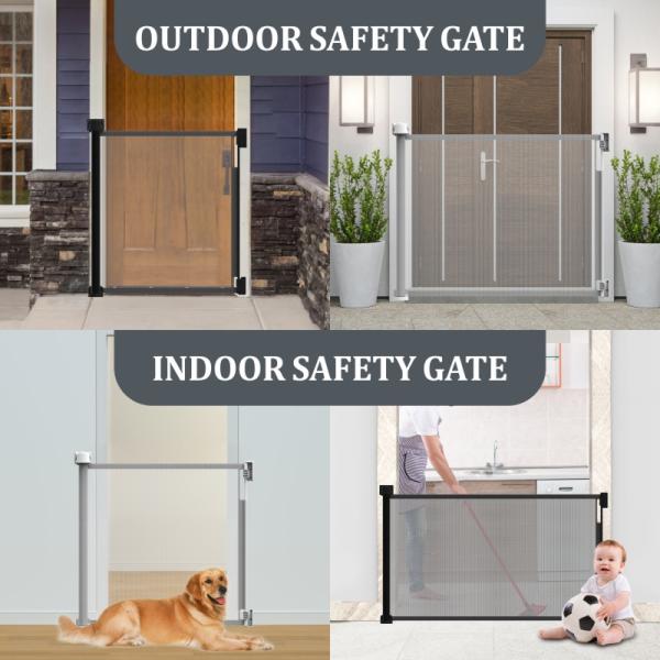 Roll Up Removable Retractable Mesh Dog Gate , Extendable Pet Mesh Guard Gate