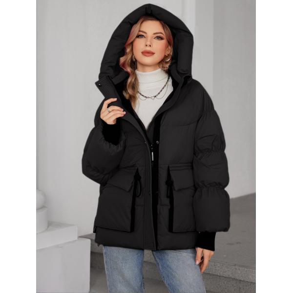 women short coat with contract colours and nice quality, Loose Style With Down Filling, modern models, bright colours, oversize, nice length, hooked, outside jacket, casual style