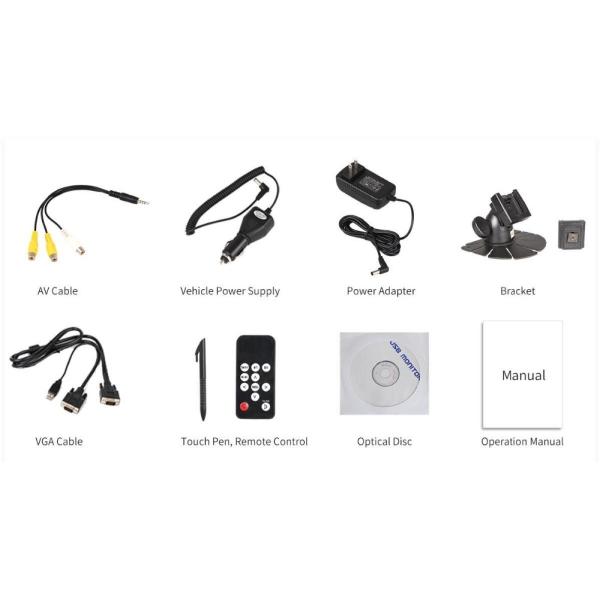 7" 800x480 TFT LCD Touch Monitor with HDMI,VGA,Video,Audio inputs ,AV Reverse Camera First
