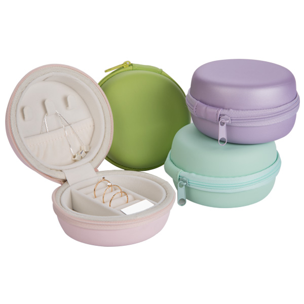 Recyclable Round Portable Travel Jewelry Box For Christmas Gift Mini Size