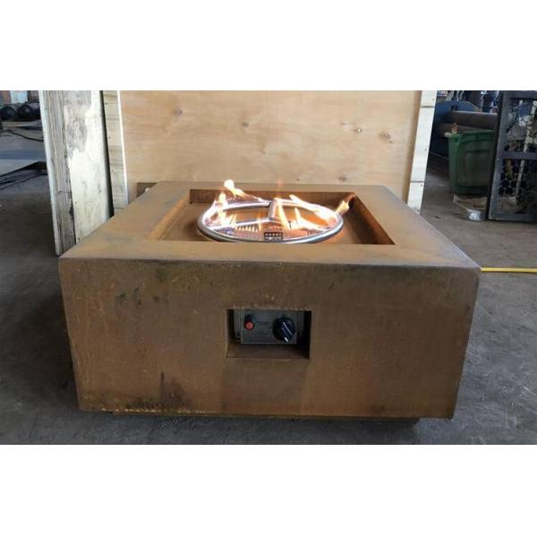 Square Patio Fireplace Outdoor Heater Corten Steel Gas Fire Pit Table
