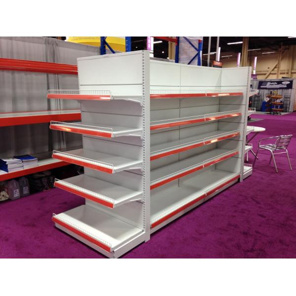 Modular Supermarket Metal Shelves With Round Hole Pegboard Panel / Plain Panel