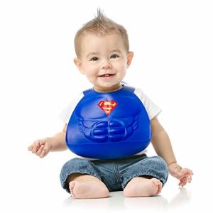 Comics Superman Silicone Baby Bibs , Waterproof Baby Bibs With Snaps