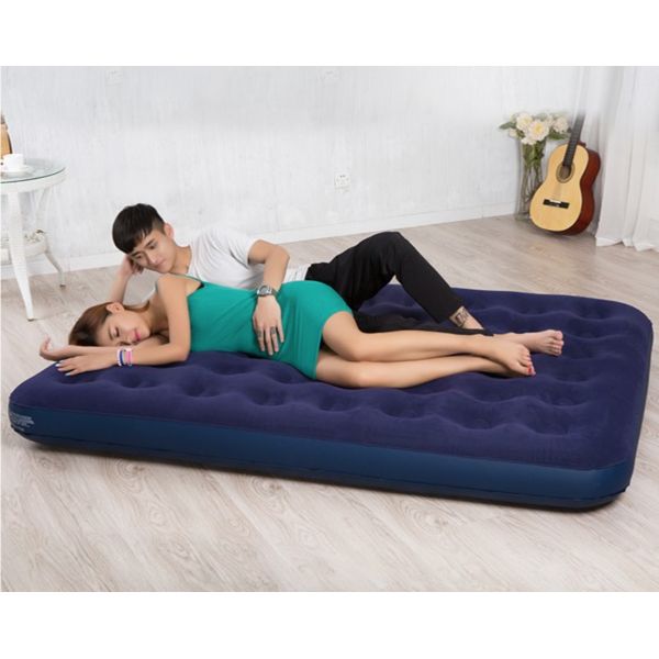 Child Adult Flocked Air Bed Single Inflatable Air Mattress 191x137x22cm