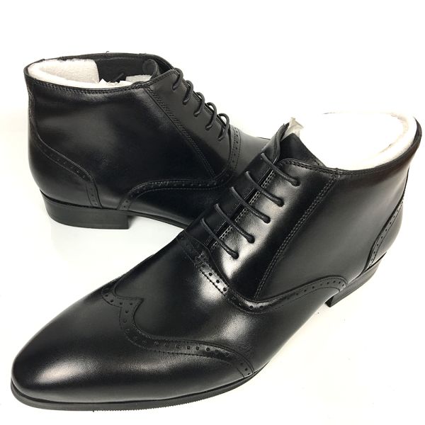 Zippers Genuine Leather Winter Snow Men Boots Antiskid Rubber Sole Unique Design