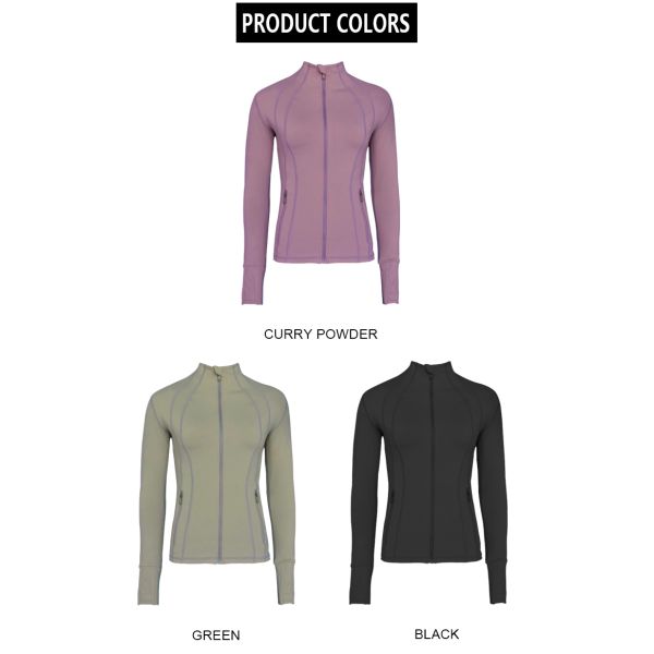 Front Zip Women Yoga Jacket Women Fitness Apparel Yoga Thumb Hole