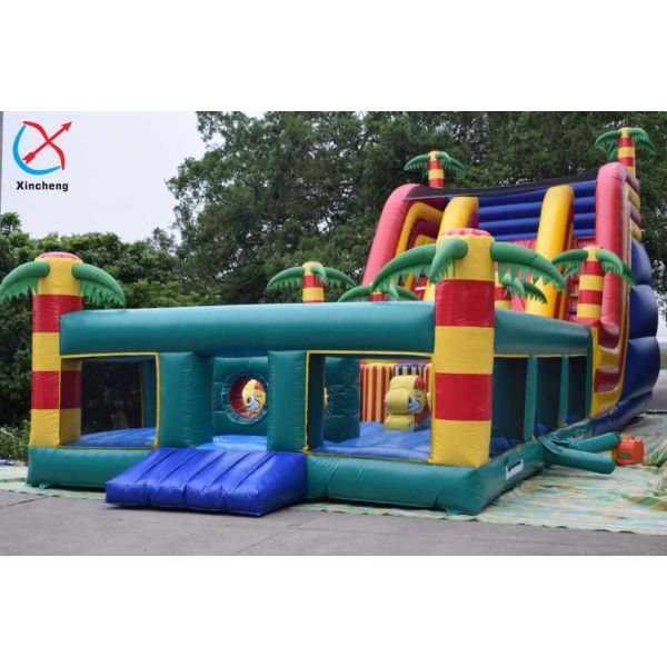 Customized Giant Inflatable Palm Tree Slides Inflatable Bouncy Castle With