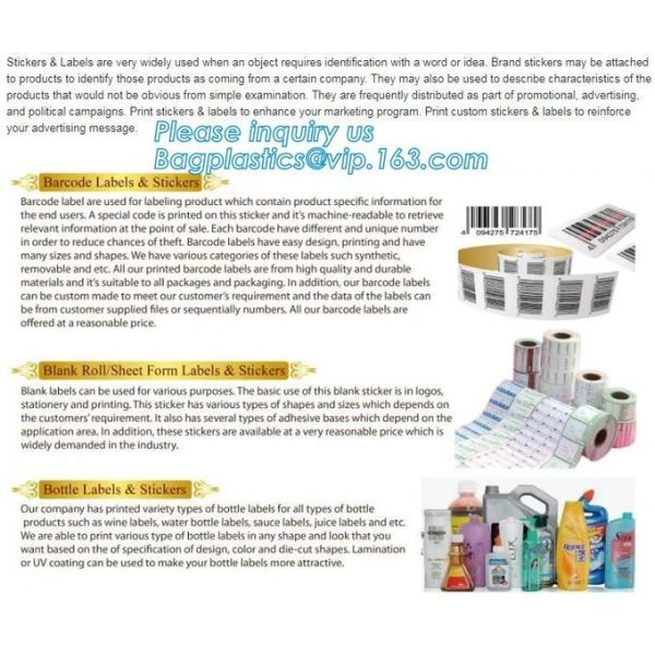 Barcode Stickers Blank Roll Sheet Form Bottle Labels Stickers / Simili Woodfree Stickers