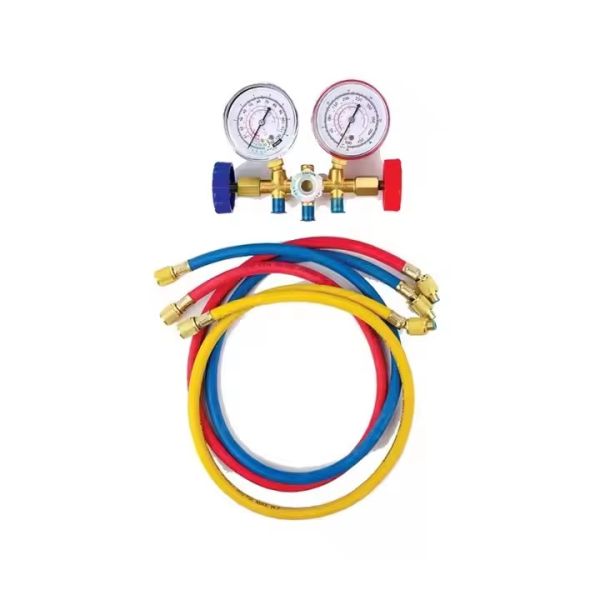 3-channel AC Manifold Dual Gauge Valve Suitable for R134A R22 Refrigerants