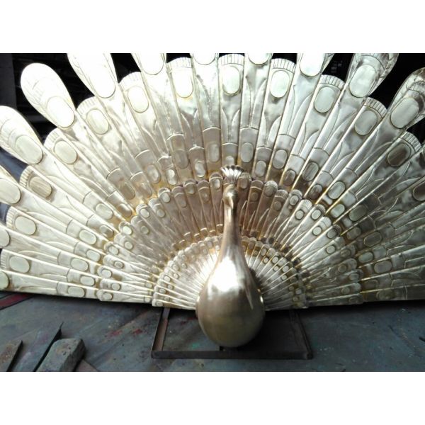 Abstract Wrought Bronze Animal Statues Copper Peacock Contemporary Outdoor Statues