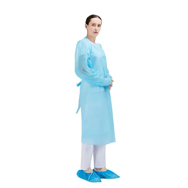 Anti Bacterial Disposable CPE Gowns With Thumb Loop disposable kitchen aprons medical aprons