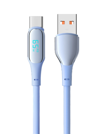 Customized OEM Support Durable Silicone USB-C Cable with Digital Display 20 000 Bends Strong Tear Resistance
