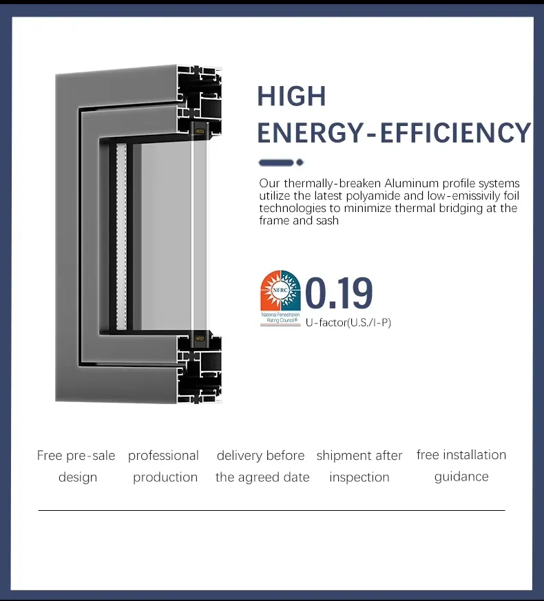 Residential House Waterproof Energy Saving Double Tempered Glass Aluminium Awning Windows