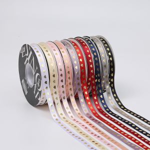 10mmX45Yards Gift Wrap Heart Pattern Satin Ribbon Roll Grosgrain Ribbon