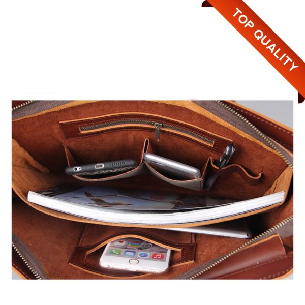 Messenger Cowhide Hard Art Leather Laptop Sleeve Bags Multi Laptop Carrying Case