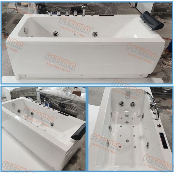 5 Foot Rectangular 2 Person Corner Bathtub 1700x650mm With Video